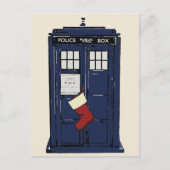 警察の公衆電話ボックスのクリスマス シーズンポストカード (正面)