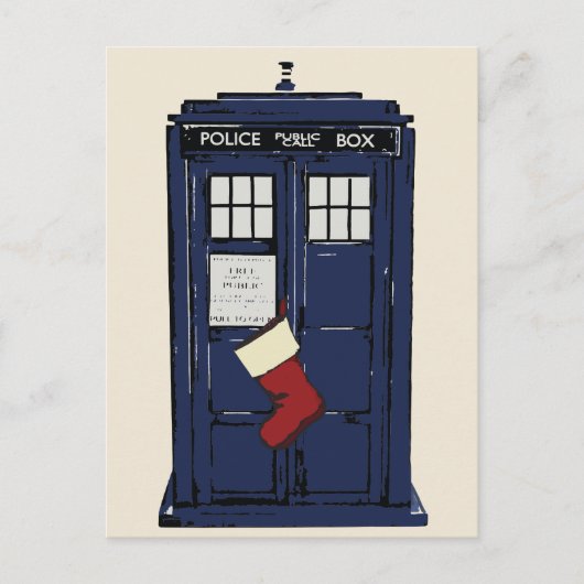 警察の公衆電話ボックスのクリスマス シーズンポストカード (正面)
