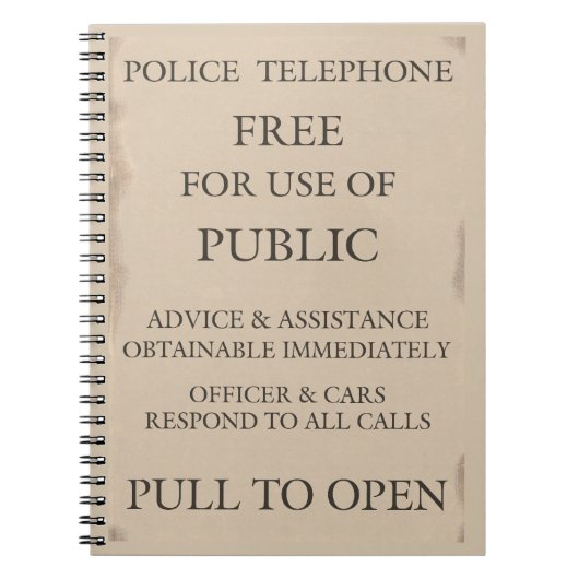 警察の公衆電話ボックス通知 ノートブック (正面)