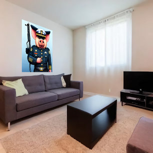 警察の制服を着た豚のポートレート   AI Art ポスター