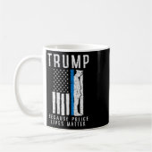 警察の命は問題だ トランプ支持 薄い青い線 米国国旗 コーヒーマグカップ (左)