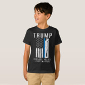 警察の命は問題だ トランプ支持 薄い青い線 米国旗 Tシャツ (正面フル)