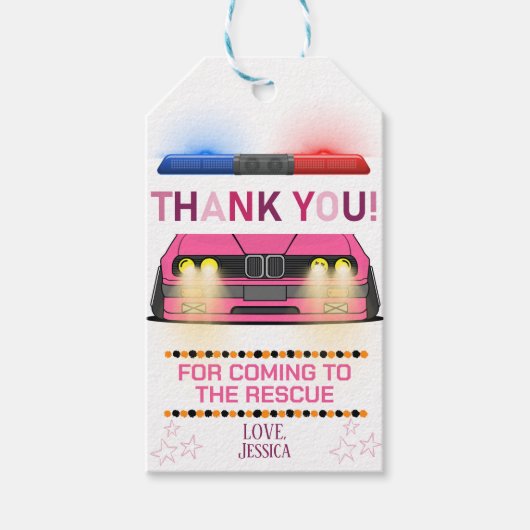 警察の女の子の誕生日パーティーの好意 ギフトタグ (正面)