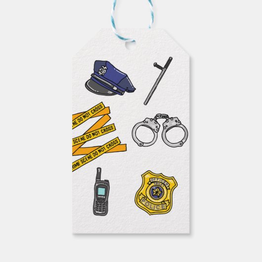 警察の女の子の誕生日パーティーの好意 ギフトタグ (裏面)