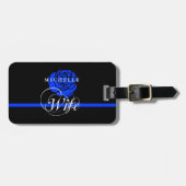警察の妻の薄いブルーラインばら色の名前をカスタムする ラゲッジタグ (正面横)