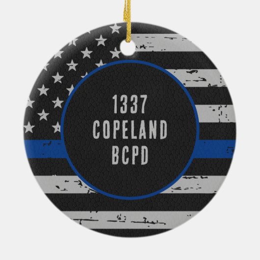 警察の妻 – 法執行機関 – 薄い青い線 セラミックオーナメント (裏面)