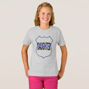 警察の娘は薄いブルーラインの女の子をシールド Tシャツ