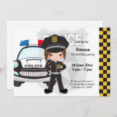 警察の子供の誕生日パーティー 招待状 (正面/裏面)