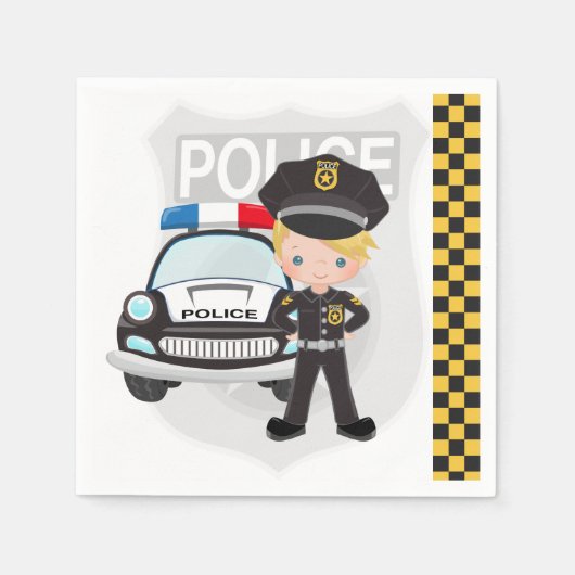 警察の子供パーティー スタンダードカクテルナプキン (正面)