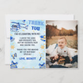 警察の少年誕生日パーティーの写真ありがとうカード 招待状 (正面)