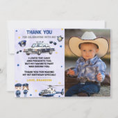 警察の少年誕生日パーティー写真感謝カード 招待状 (正面)