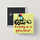 警察の巡洋艦のお父さんの警官Tシャツおよびギフト 缶バッジ (正面&裏面)