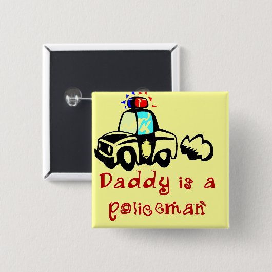 警察の巡洋艦のお父さんの警官Tシャツおよびギフト 缶バッジ (正面&裏面)