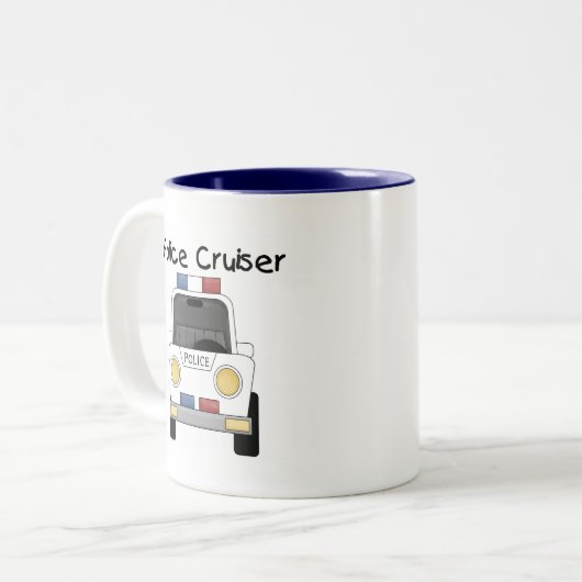 警察の巡洋艦のTシャツおよびギフト ツートーンマグカップ (正面左)