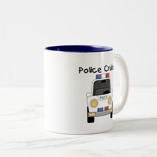 警察の巡洋艦のTシャツおよびギフト ツートーンマグカップ (正面右)