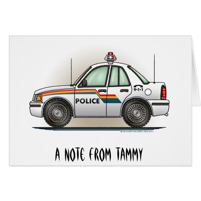 警察の巡洋艦車の警察官車 (正面横)