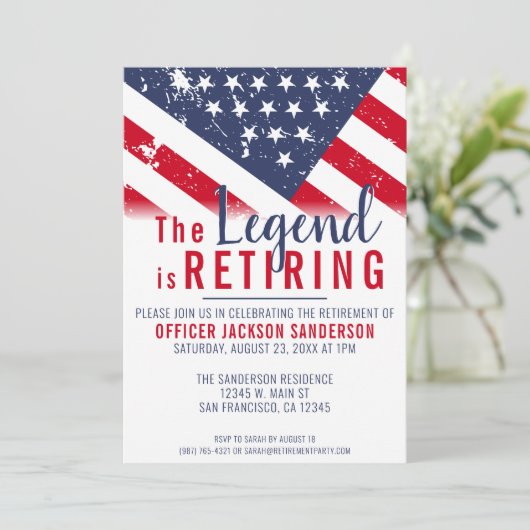 警察の引退に伴う愛国心のあるアメリカ国旗 招待状 (スタンド正面)