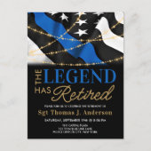 警察の引退シンブルーラインアメリカ国旗 インビテーションポストカード (正面)