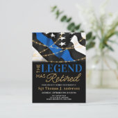 警察の引退シンブルーラインアメリカ国旗 インビテーションポストカード (スタンド正面)