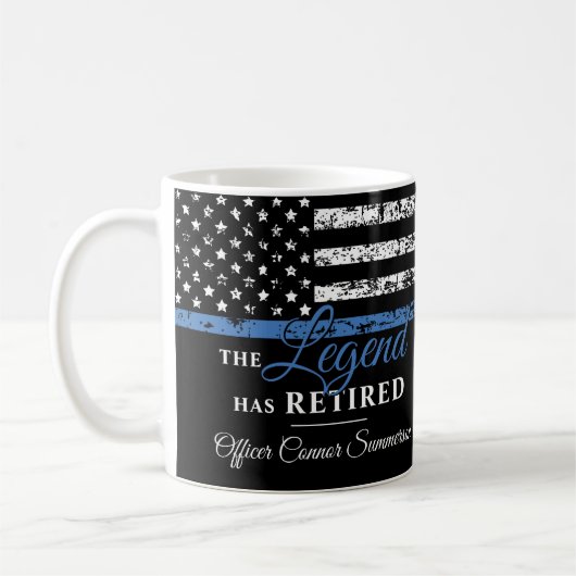 警察の引退シンブルーラインアメリカ国旗 コーヒーマグカップ (左)