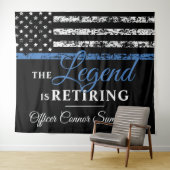 警察の引退シンブルーラインアメリカ国旗 タペストリー (インサイチュ(横))