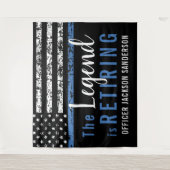 警察の引退シンブルーラインアメリカ国旗 タペストリー (正面)