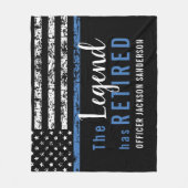 警察の引退シンブルーラインアメリカ国旗 フリースブランケット (正面)