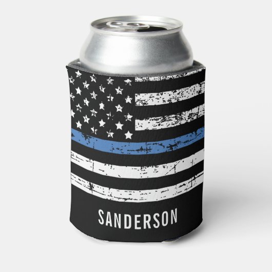 警察の引退シンブルーラインアメリカ国旗 缶クーラー (缶裏面)