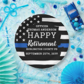 警察の引退シンブルーライン警察旗 ペーパープレート (パーティー)