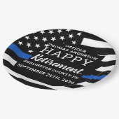 警察の引退シンブルーライン警察旗 ペーパープレート (アングル)