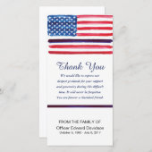 警察の悔やみや弔慰は旗の薄いブルーライン感謝していしています サンキューカード (正面/裏面)