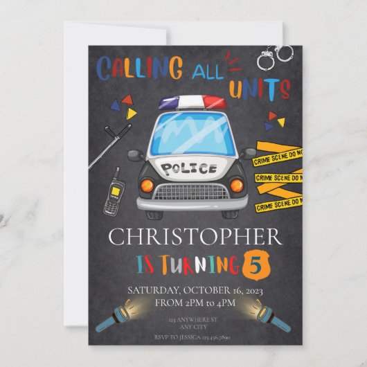 警察の招待状 誕生日パーティー 招待状 (正面)