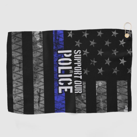 警察の旗を支動揺して援 ゴルフタオル (横)