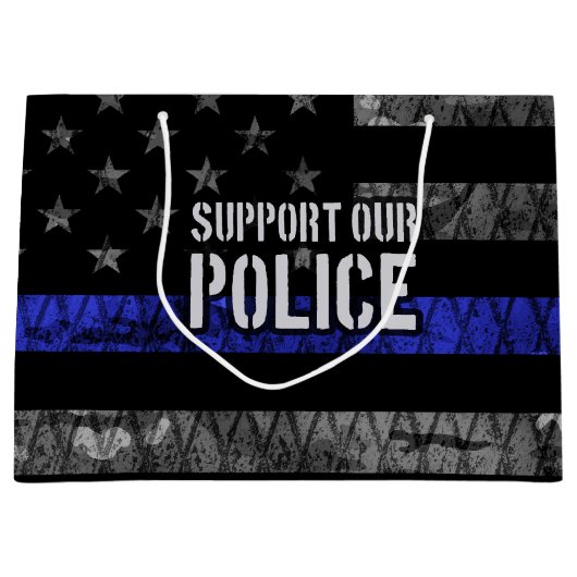 警察の旗を支動揺して援 ラージペーパーバッグ (正面)