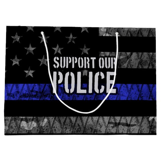 警察の旗を支動揺して援 ラージペーパーバッグ (裏面)