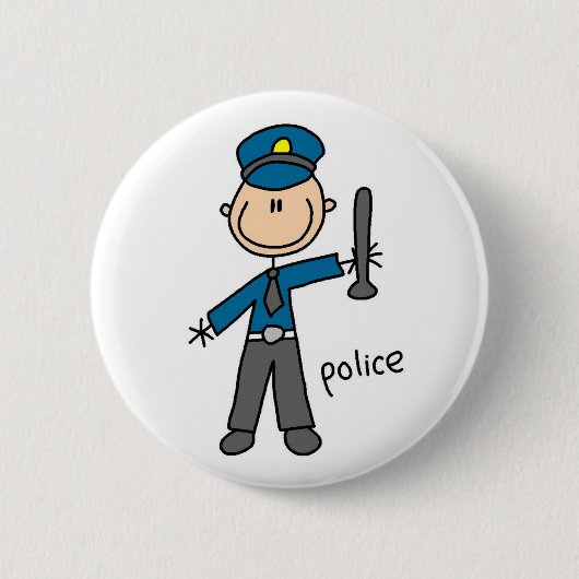 警察の棒人間 缶バッジ (正面)