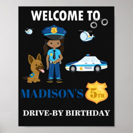 警察の歓迎パーティーのサイン女の子警察官のサイン ポスター