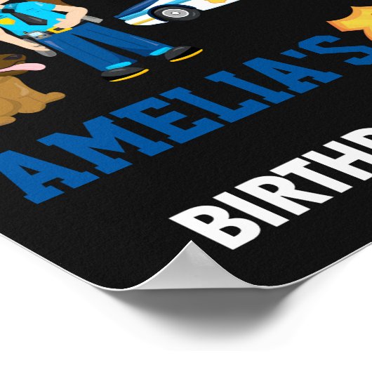 警察の歓迎パーティーサインK9の警察犬と女の子 ポスター (角)