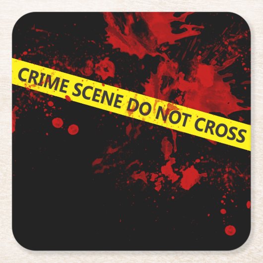 警察の犯罪現場テープ スクエアペーパーコースター (正面)