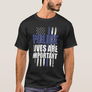 警察の生活は重要なブルーアメリカン国旗のヴィント Tシャツ