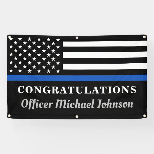警察の細いブルーラインのパーソナライズおめでとう 横断幕 (横)