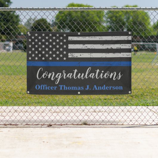 警察の細いブルーラインのパーソナライズ卒業パーティー 横断幕 (インサイチュ)