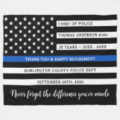 警察の細いブルーラインのフラグの除パーソナライズされた去 フリースブランケット (正面(横))