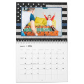 警察の細いブルーラインのフラグ家族の写真2023 カレンダー (3月 2026)