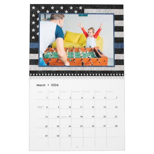 警察の細いブルーラインのフラグ家族の写真2023 カレンダー (3月 2026)