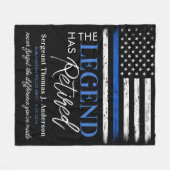 警察の細いブルーラインの伝説の除退職した去 フリースブランケット (正面(横))