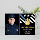 警察の細いブルーラインの写真の退職 箔招待状 (立ち正面)