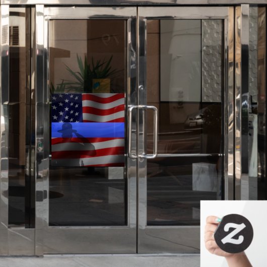 警察の細いブルーラインをサポート ウィンドウサイン (オフィスドア)