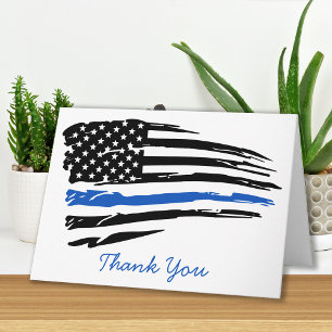 警察の細いブルーラインアメリカ国旗ありがとう カード