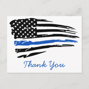 警察の細いブルーラインアメリカ国旗ありがとう ポストカード